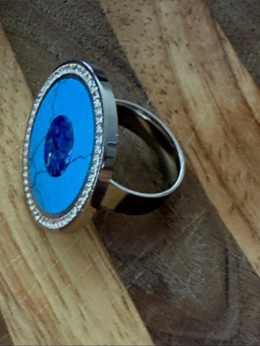 Neiman Marcus Turquoise Blue Round Halo Ring